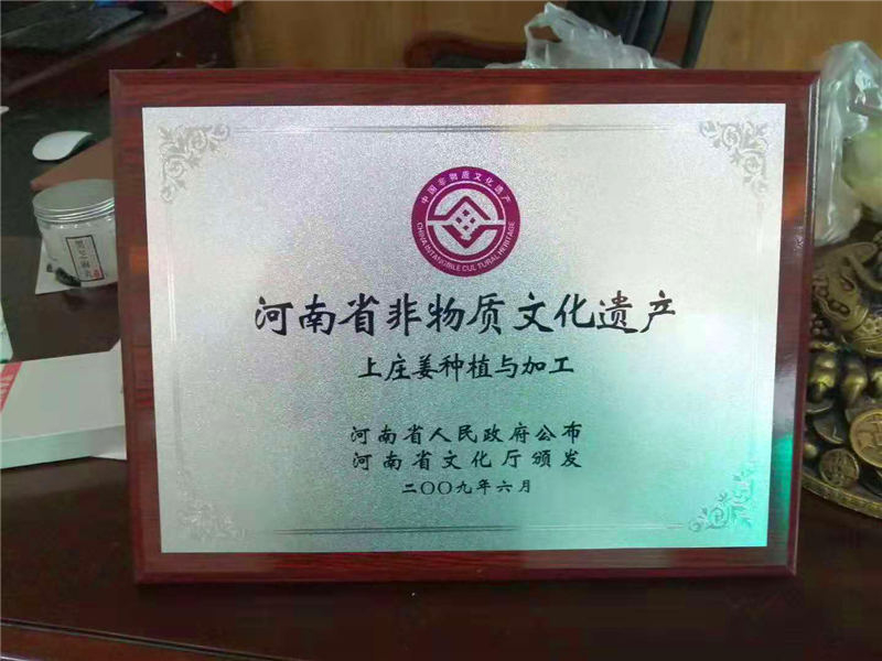 河南省非物質文化遺產證書